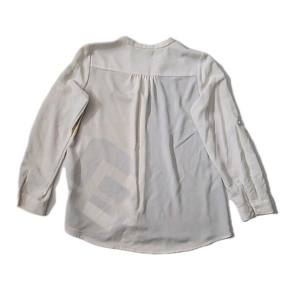 Alfani Women's Medium Button Up Career Shirt Top Black & Geometric Print NWT - Picture 9 of 10